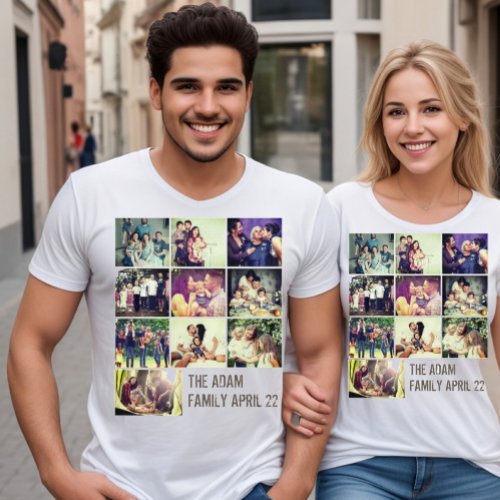 Custom family photo collage and text T_Shirt
