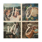 Custom Family Photo Collage Calligraphy HOME