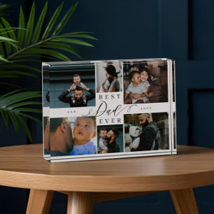 Custom Family Photo Collage Gift for Best Dad Ever Block