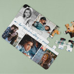 Custom family photo collage handwritten name jigsaw puzzle<br><div class="desc">Tell your family story in six custom images and mark your anniversary with a beautiful keepsake photo collage puzzle or just solve it together with your kids in social distancing and stay at home times!             Easy to personalize with your photos and text!</div>