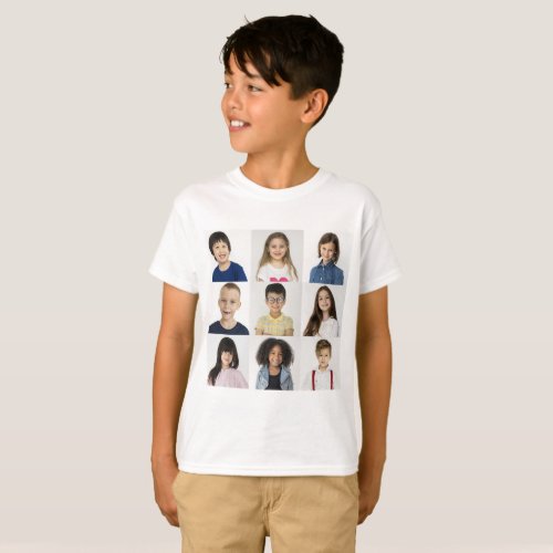 Custom Family Photo Collage Kids Basic T_Shirt