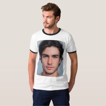 Custom Family Photo Collage Men's Ringer T-shirt by bestipadcasescovers at Zazzle