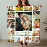 Custom Family Photo Collage Modern Easy Chic Ivory Fleece Blanket<br><div class="desc">This beautiful, modern family keepsake fleece blanket is a trendy Instagram photo collage in ivory with your personal message and family name. Perfect to remember these special days like a wedding, birth of a child, or family reunion as well as a great holiday or Christmas gift for mom, dad, or...</div>