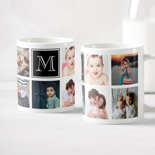Custom Family Photo Collage Monogram Keepsake Coffee Mug