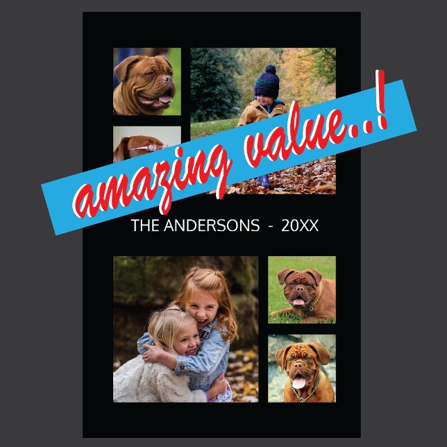 Custom Family 🖼️Photo Collage Monogram Magnet (Creator Uploaded)