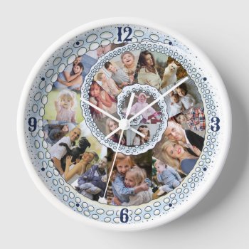 Custom Family Photo Collage Octopus Tentacle Beach Clock by PictureCollage at Zazzle