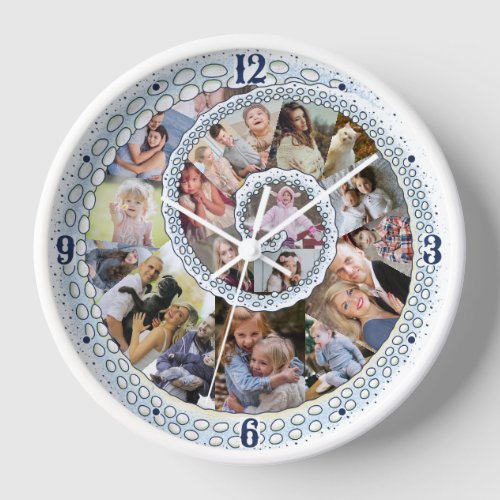 Custom Family Photo Collage Octopus Tentacle Beach Clock