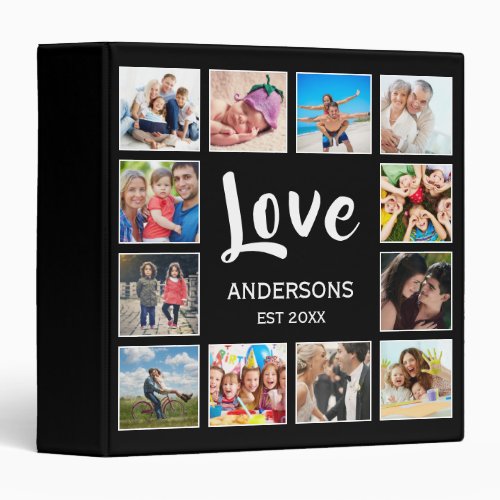 Custom Family Photo Collage Personalized Black 3 Ring Binder
