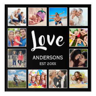 Custom Family Photo Collage Personalized Black Acrylic Print