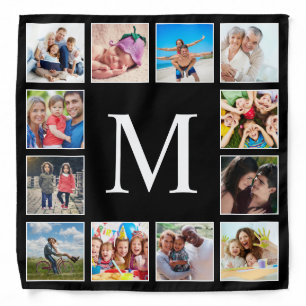 Custom Family Photo Collage Personalized Black Bandana