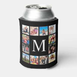 Custom Family Photo Collage Personalized Black Can Cooler