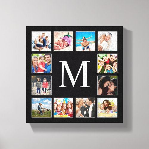 Custom Family Photo Collage Personalized Black Canvas Print