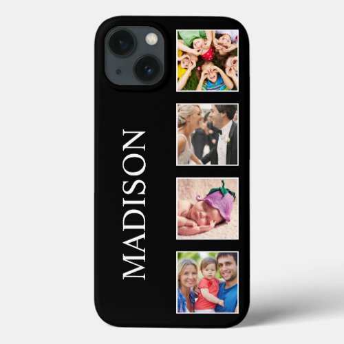 Custom Family Photo Collage Personalized Black iPhone 13 Case