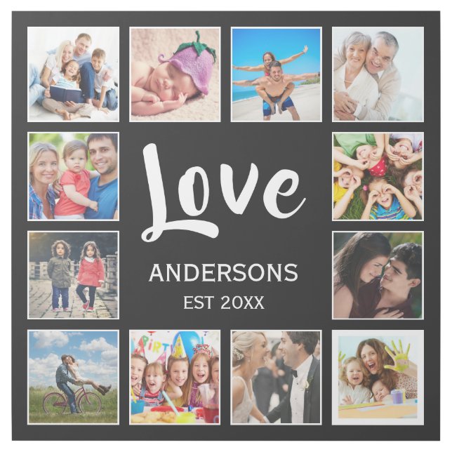 Custom Family Photo Collage Personalized Black Gallery Wrap (Front)