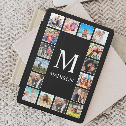 Custom Family Photo Collage Personalized Black iPad Air Cover