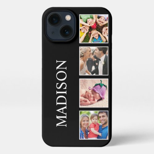 Custom Family Photo Collage Personalized Black iPhone 13 Case