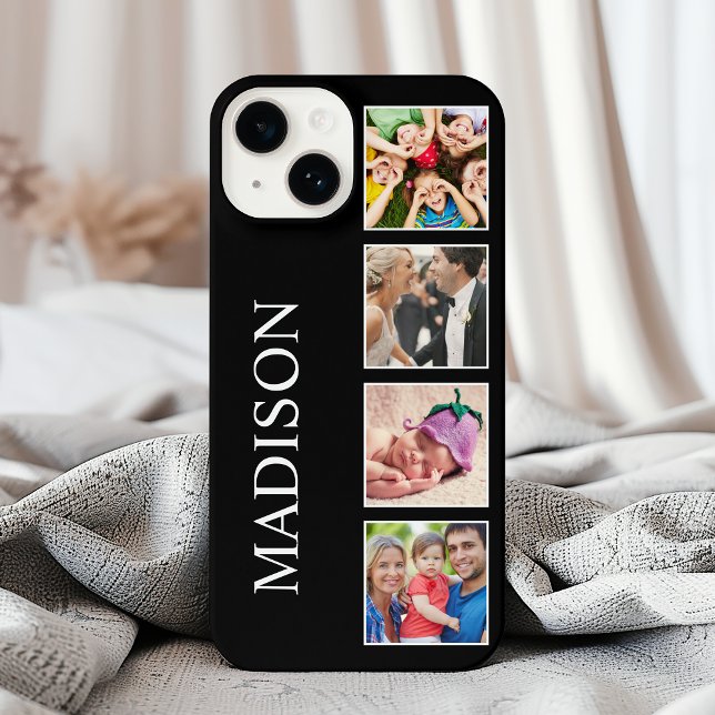 Custom Family Photo Collage Personalized Black iPhone Case (Creator Uploaded)