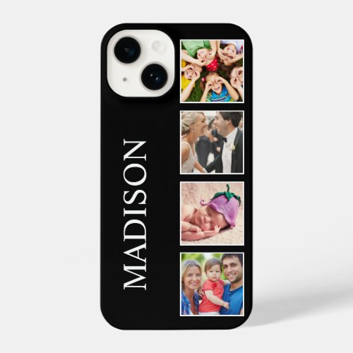 Custom Family Photo Collage Personalized Black iPhone 14 Case