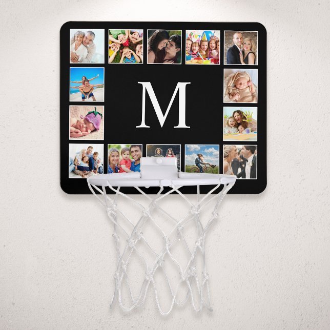 Custom Family Photo Collage Personalized Black Mini Basketball Hoop (Creator Uploaded)