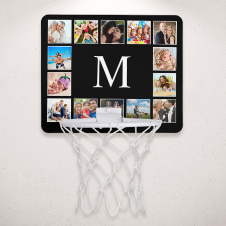 Custom Family Photo Collage Personalized Black Mini Basketball Hoop