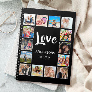 Custom Family Photo Collage Personalized Black Notebook