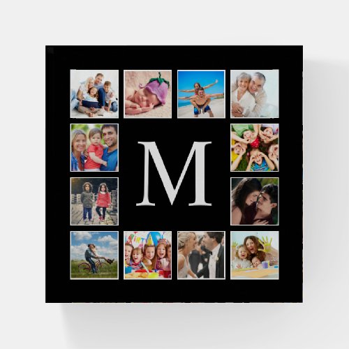 Custom Family Photo Collage Personalized Black Paperweight