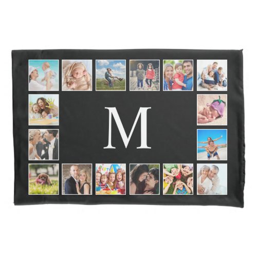 Custom Family Photo Collage Personalized Black Pillow Case