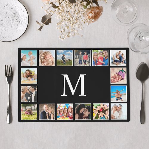 Custom Family Photo Collage Personalized Black Placemat