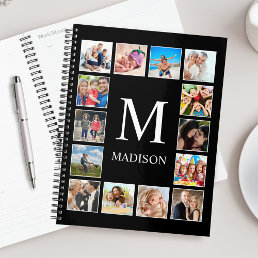 Custom Family Photo Collage Personalized Black Planner