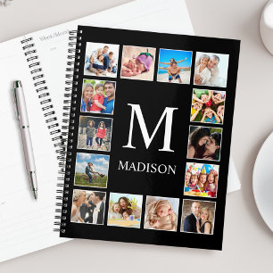 Custom Family Photo Collage Personalized Black Planner