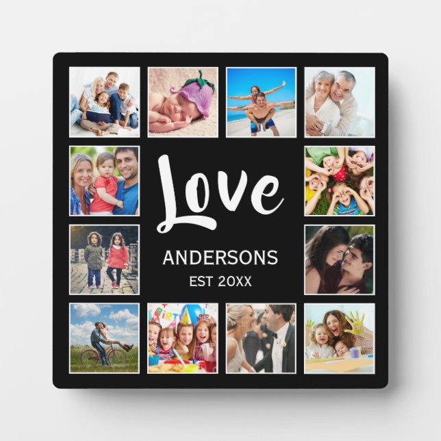  Custom Family Photo Collage Personalized Black Plaque (Front)