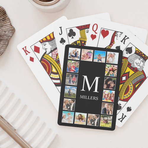Custom Family Photo Collage Personalized Black Poker Cards