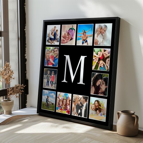 Custom Family Photo Collage Personalized Black Poster