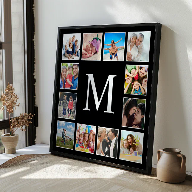 Custom Family Photo Collage Personalized Black Poster | Zazzle