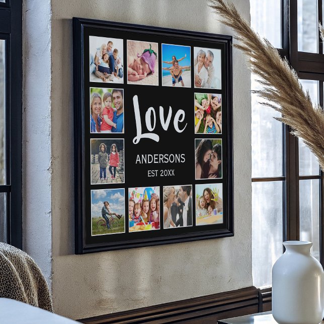 Custom Family Photo Collage Personalized Black Print (Creator Uploaded)