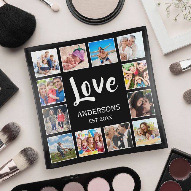 Custom Family Photo Collage Personalized Black Trinket Tray (Creator Uploaded)