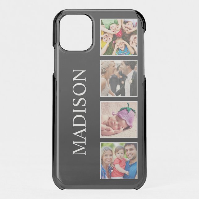 Custom Family Photo Collage Personalized Black Uncommon iPhone Case (Back)