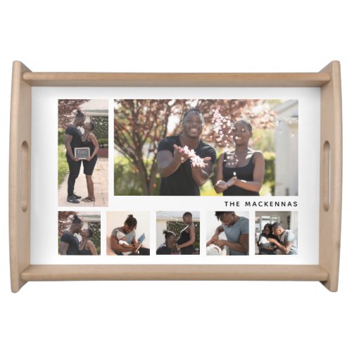 Custom Family Photo Collage Personalized Name Serving Tray