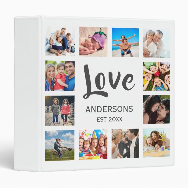 Custom Family Photo Collage Personalized White 3 Ring Binder (Front/Spine)
