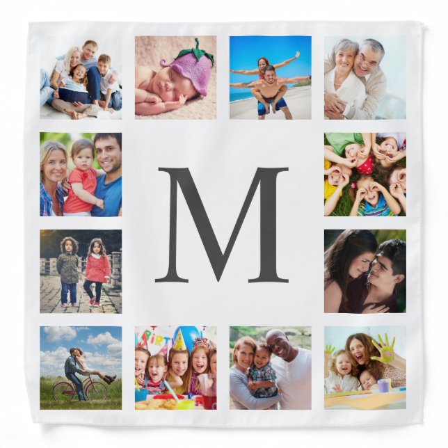 Custom Family Photo Collage Personalized White Bandana (Front)