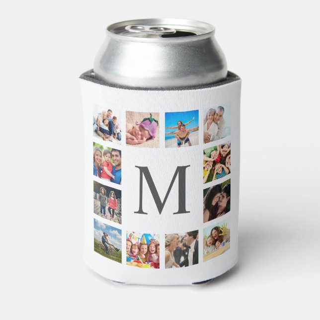 Custom Family Photo Collage Personalized White Can Cooler (Can Back)