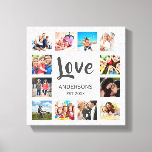 Custom Family Photo Collage Personalized White Canvas Print