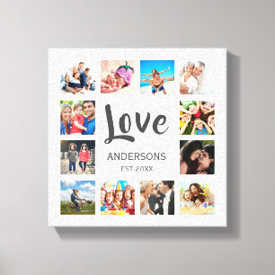 Custom Family Photo Collage Personalized White Canvas Print