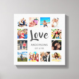 Custom Family Photo Collage Personalized White Canvas Print