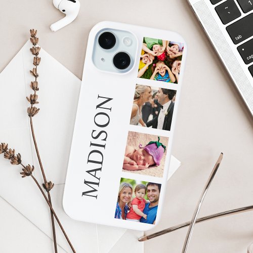Custom Family Photo Collage Personalized White iPhone 15 Case