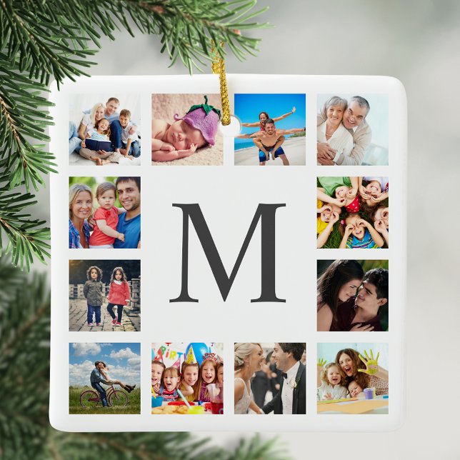 Custom Family Photo Collage Personalized White Ceramic Ornament (Creator Uploaded)