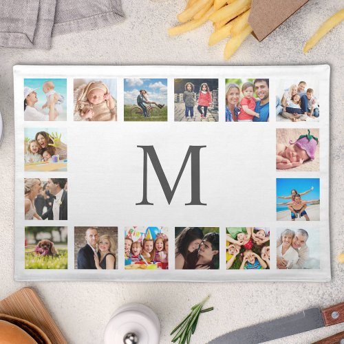 Custom Family Photo Collage Personalized White Cloth Placemat