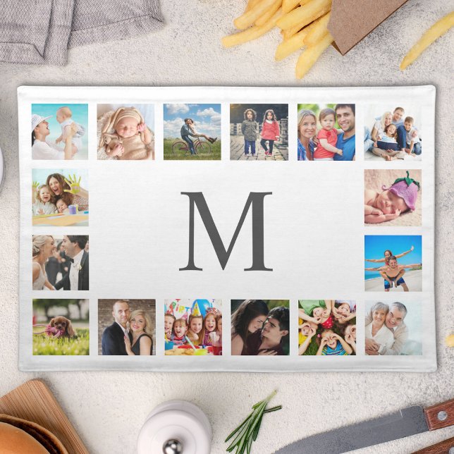 Custom Family Photo Collage Personalized White Cloth Placemat (Creator Uploaded)