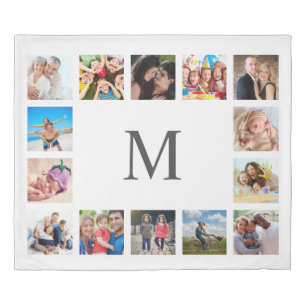 Custom Family Photo Collage Personalized White Duvet Cover