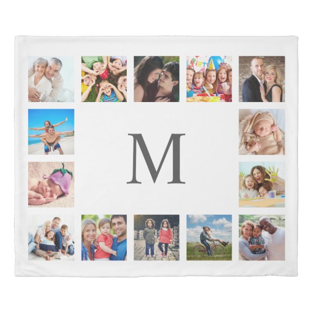Custom Family Photo Collage Personalized White Duvet Cover (Front)